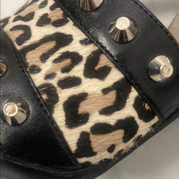 Michael Kors Black Stiletto Heels with Animal Print and Silver Details Sz 5.5 - Picture 9 of 9